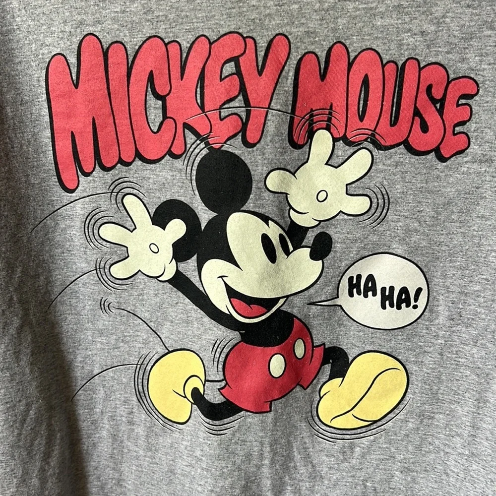 Mickey Mouse Disney T-Shirt Vintage Style Sz Large Gray Short Sleeve Cotton
